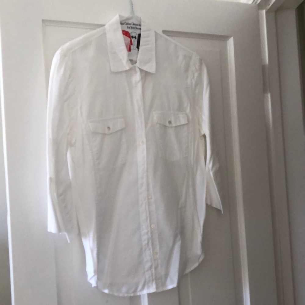 James Perse sheer slub white blouse